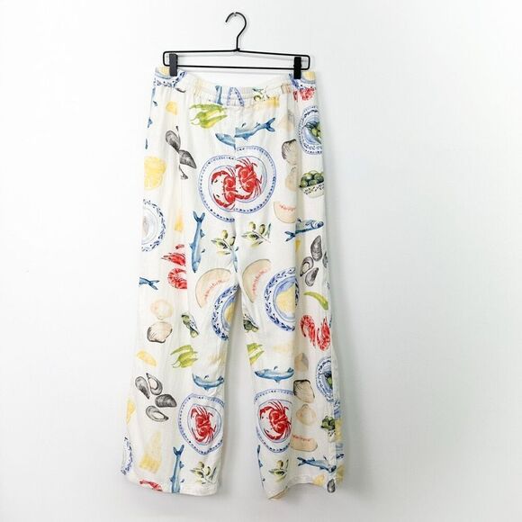 Calypso St. Barth Women’s Novelty Printed Summer Tapas Seafood Linen Blend Pull - Picture 2 of 11